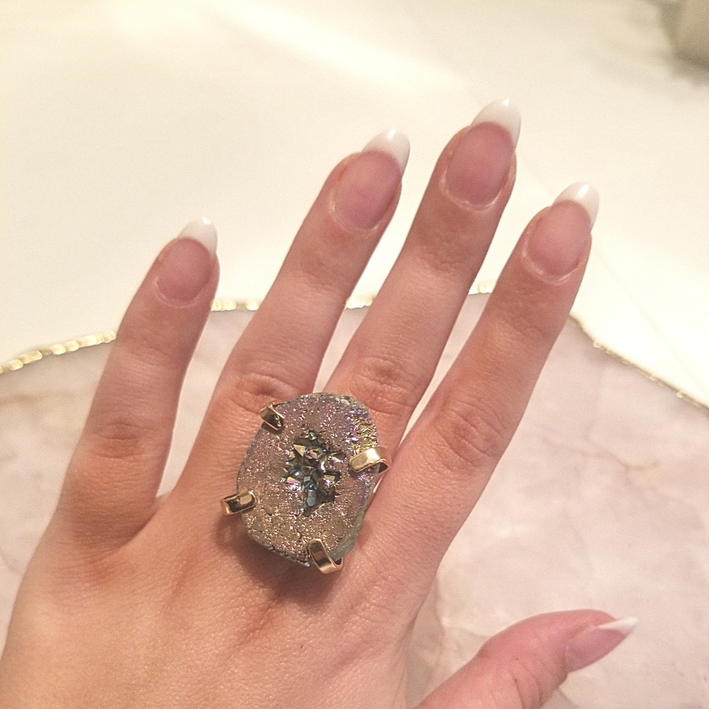 Moon stone bling ring